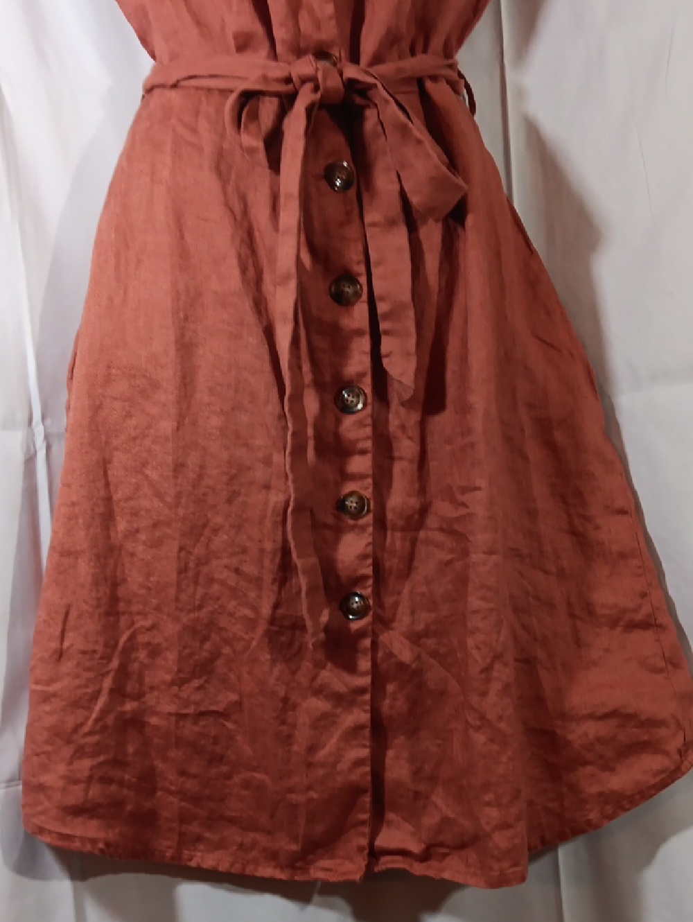 MNG Mango Womens 6 Linen Shirt Dress Button Down Belted - Picture 7 of 11